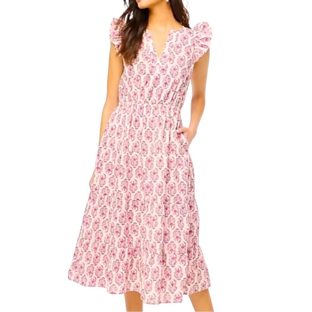 J. Crew Pink and White Floral Midi Dress